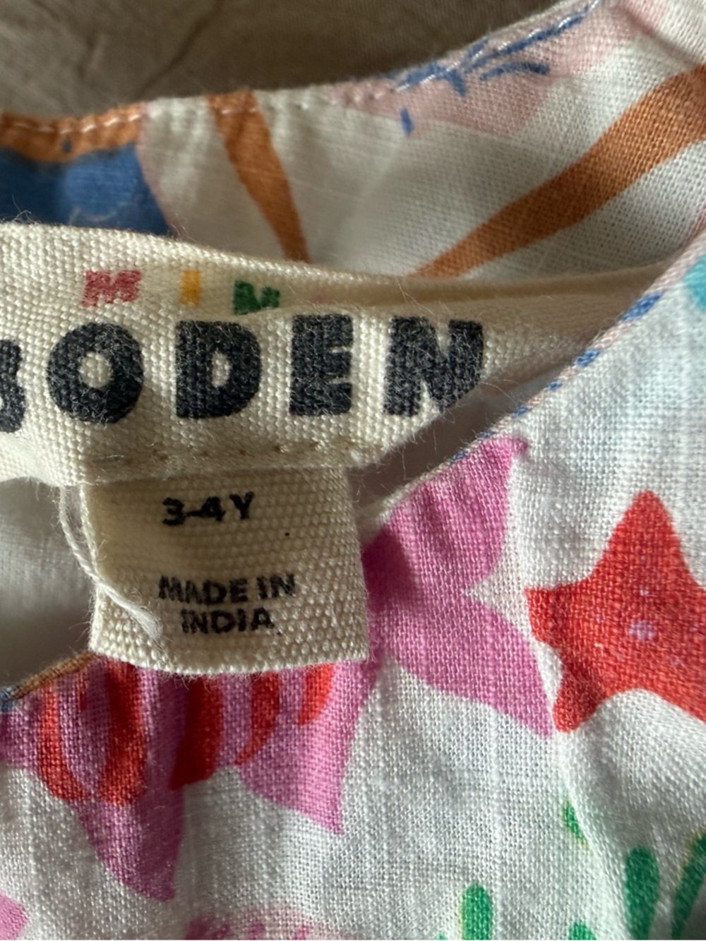 Mini Boden White Dress with Multicolor Mermaid & Sea Life Print - Picture 3 of 3